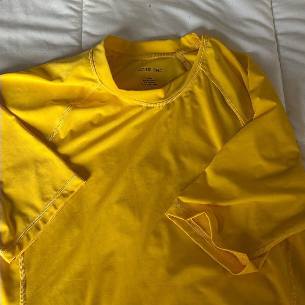 Lands' End Men's Bright Yellow Short Sleeve Tee